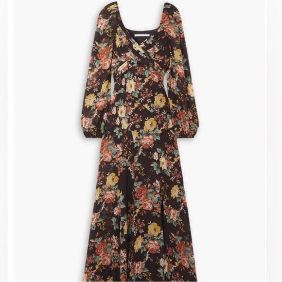 Veronica Beard "Avani" Floral Silk Chiffon Puff Sleeve Maxi Dress NWT $898 - Picture 9 of 11